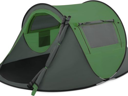 Pop Up Tent 2 Person for Camping Waterproof Outdoor Easy Set Up Automatic Family Travel Tent, 2 Doors and Side Windows Instant Easy Popup Beach Tent with Carry Bag, Yellow
