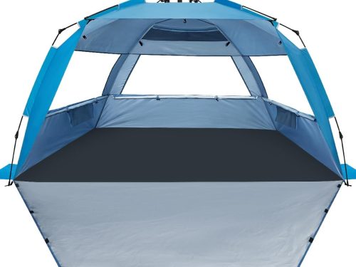Deluxe Pop Up Beach Tent Sun Shade Shelter for 3-4/5-6 Person, UV Protection, Extendable Floor with 3 Ventilating Windows Plus Carrying Bag, Stakes, and Guy Lines