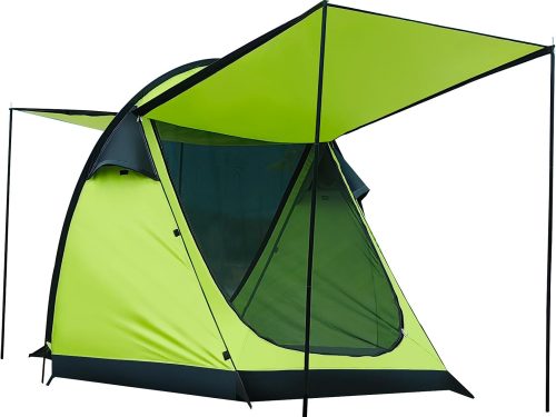 Revolutionary Single-Pole Ultra-Light 4-Person Tent: Double Door Ventilation, Spacious Layout & Economic Camping Solution, Without Awning Poles