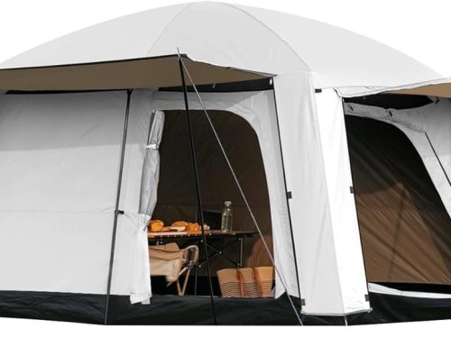 4-6 Person Camping Tent, Large Family Cabin Tents with Porch & Rainfly, Double Layer Waterproof Glamping Tent with 2 Rooms 2 Doors, Portable Big Tents for Outdoor Camping Hiking Party