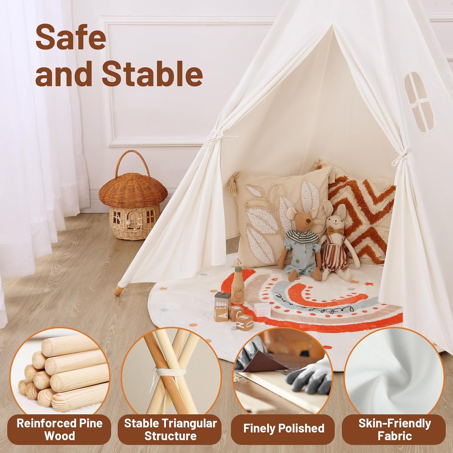 Kids Teepee Tent for Kids, Kid Play Tents for Girls & Boys, Gifts Playhouse for Indoor Outdoor Games, Toddler Toys House for Baby (Tee Pee for Child) - Image 2