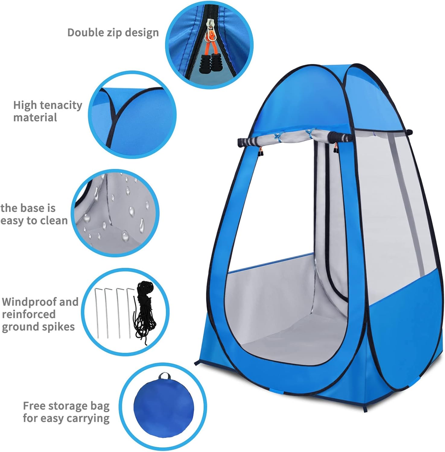 Pop Up Tent, Clear Outdoor Tents Sports Fishing, Rainproof and Windproof Beach Camping, Lightweight and Sturdy, Easy Set Up, UPF 50+ Portable Folding 39" x 64" - Image 2