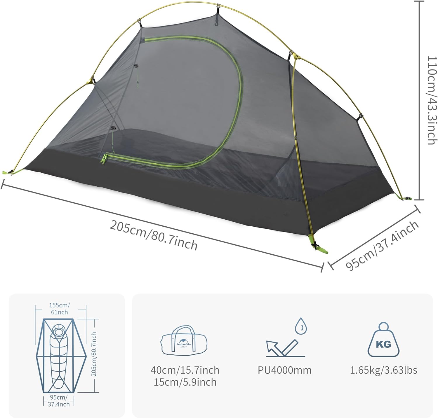 1 Person Tent, Waterproof Easy Set up Free Standing Single Person Tent, Lightweight Backpacking Tent for 1 Person, One Person Tent with Footprint Included - Image 2