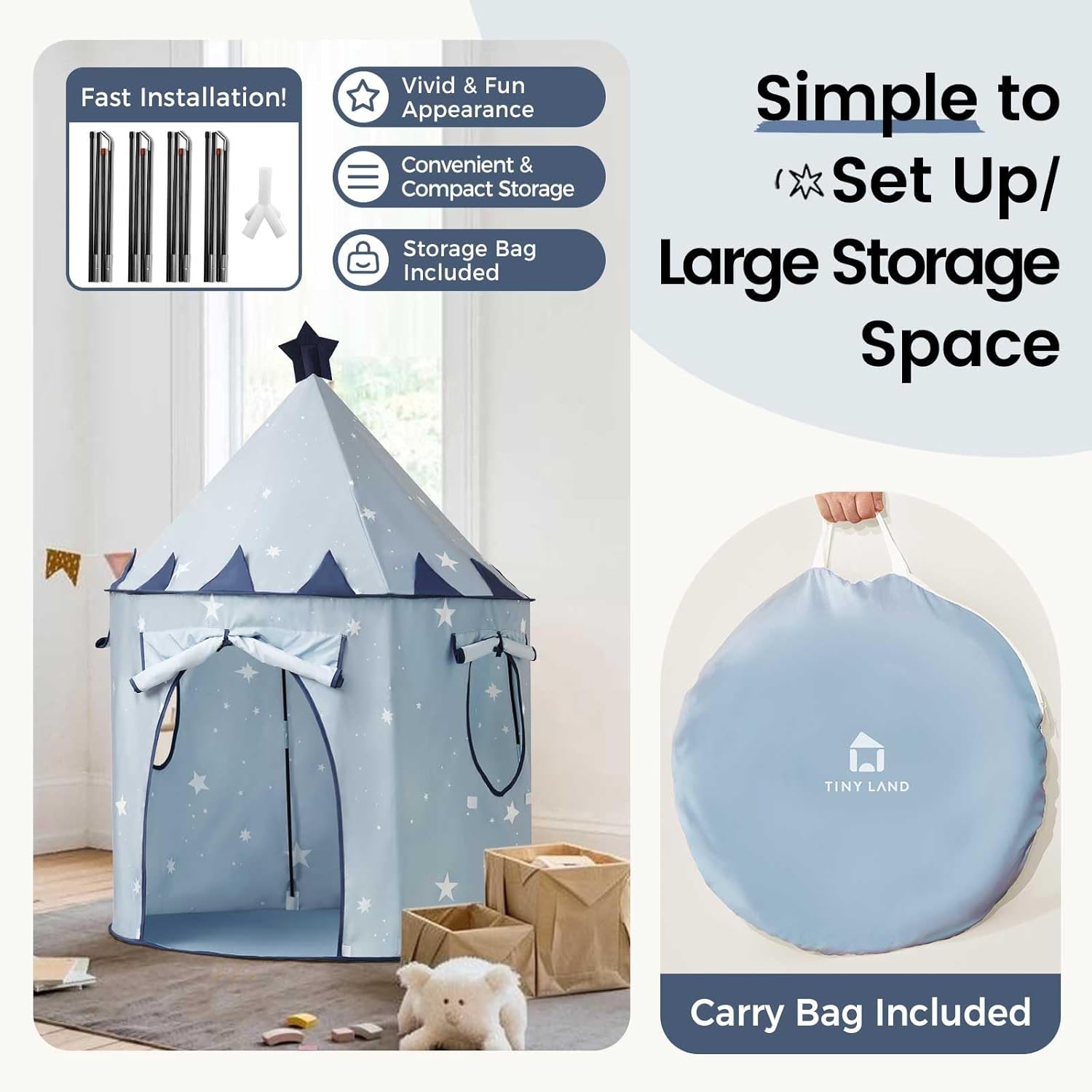 Kids Play Tent, Pop-Up Cute Toddler Tents, Portable Baby Tent for Indoor Fun & Imagination - Image 2