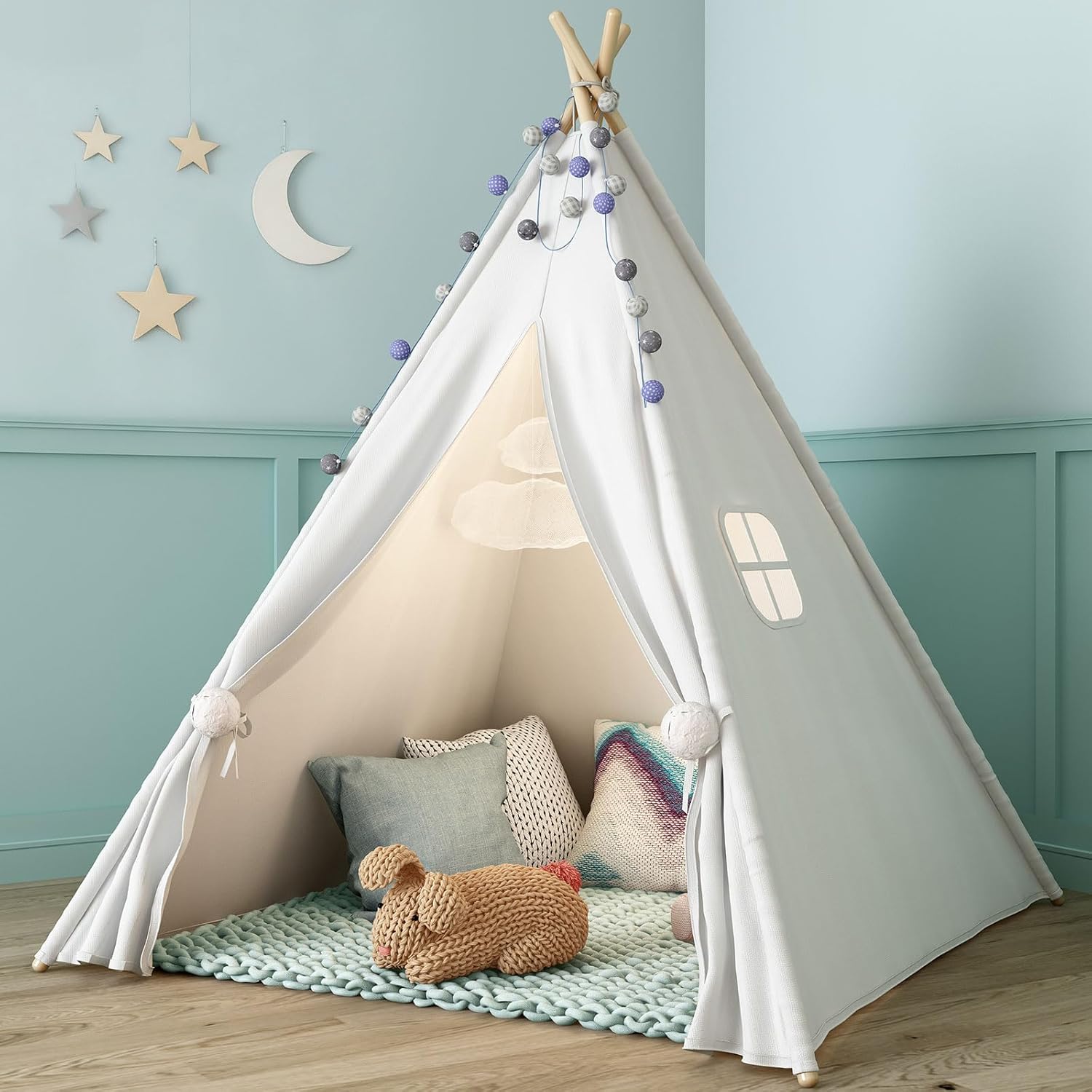 Kids Teepee Tent for Kids, Kid Play Tents for Girls & Boys, Gifts Playhouse for Indoor Outdoor Games, Toddler Toys House for Baby (Tee Pee for Child)