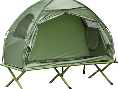 Camping Tent Cot, Single Person Folding Cot Combo, Off-Ground Tent, Covered Outdoor Bed with Carry Bag for Hiking, Camping