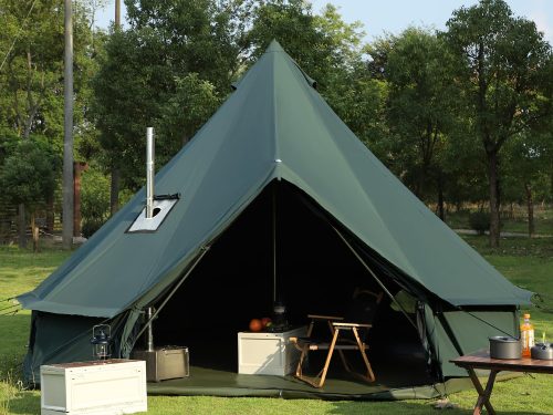 Luxury Cotton Bell Tent, Yurt Canvas Tent with Stove Jack, 4/6/8 Person Family 4 Season Camping