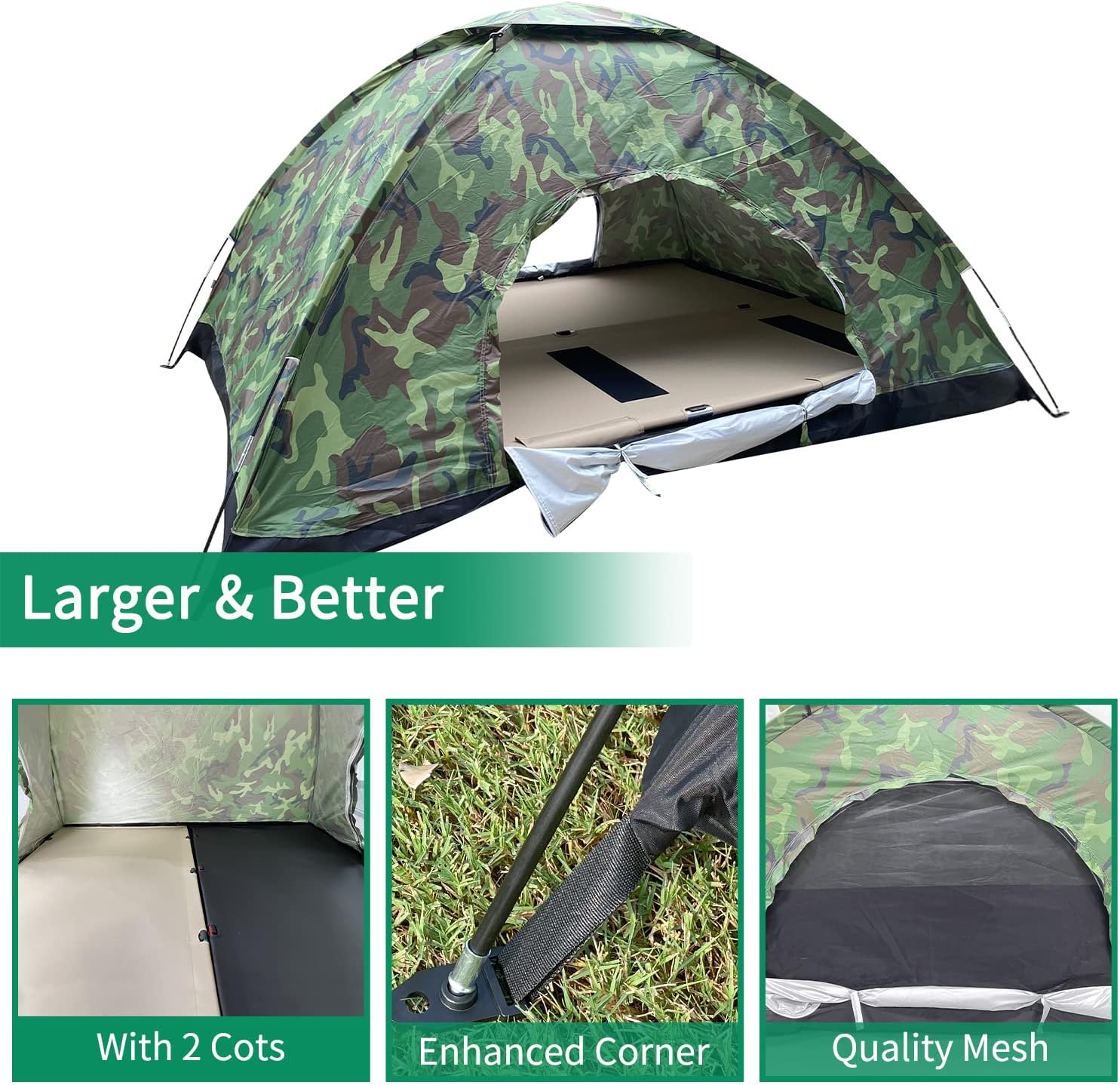 Camping Tent Lightweight Backpacking Tent Camouflage Outdoor Equipment for Camping Hiking Biking Trip Upgraded Large Space - Image 2