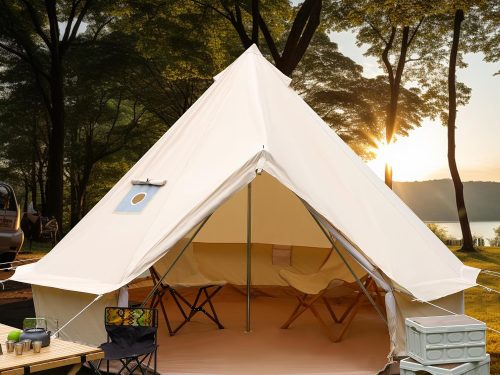 Luxury Cotton Bell Tent, Yurt Canvas Tent with Stove Jack, 4/6/8 Person Family 4 Season Camping